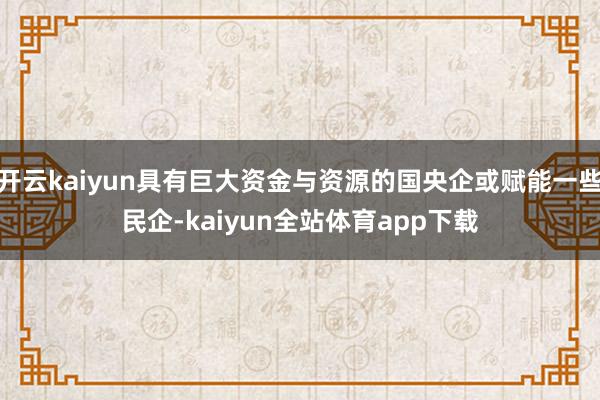 开云kaiyun具有巨大资金与资源的国央企或赋能一些民企-kaiyun全站体育app下载